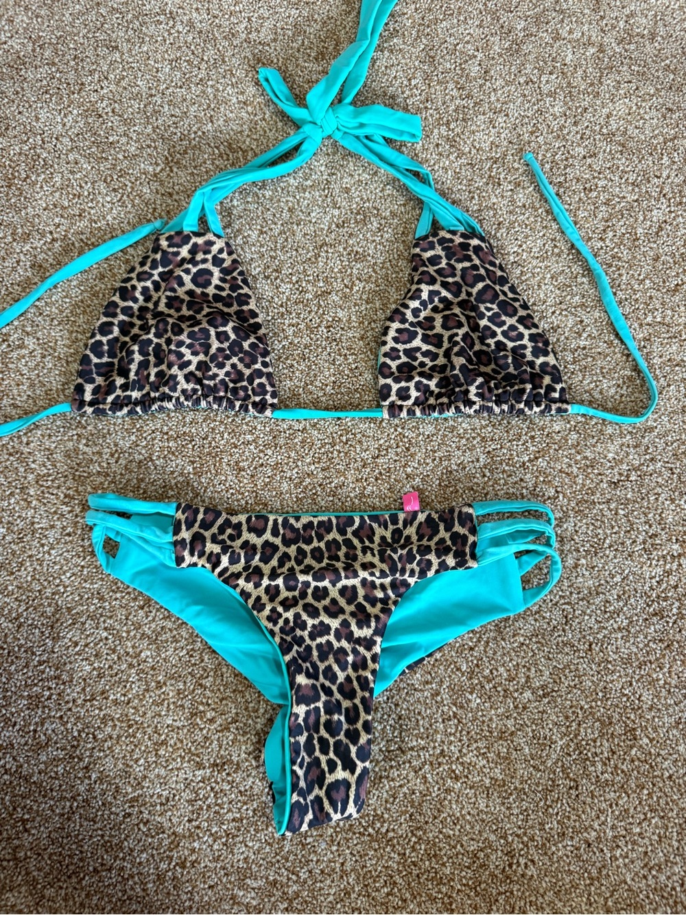 Doll Reversible Leopard Print and Teal Bikini Set